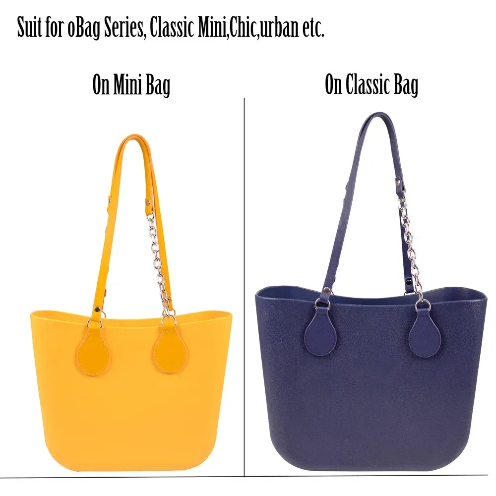 Color: Silver, Ships From: CHINA - Tanqu New Arrival Long Edge Painting Handles Faux Leather Flat PU Belt and Drops with Thicken Shiny Chain for OBag for EVA O Bag