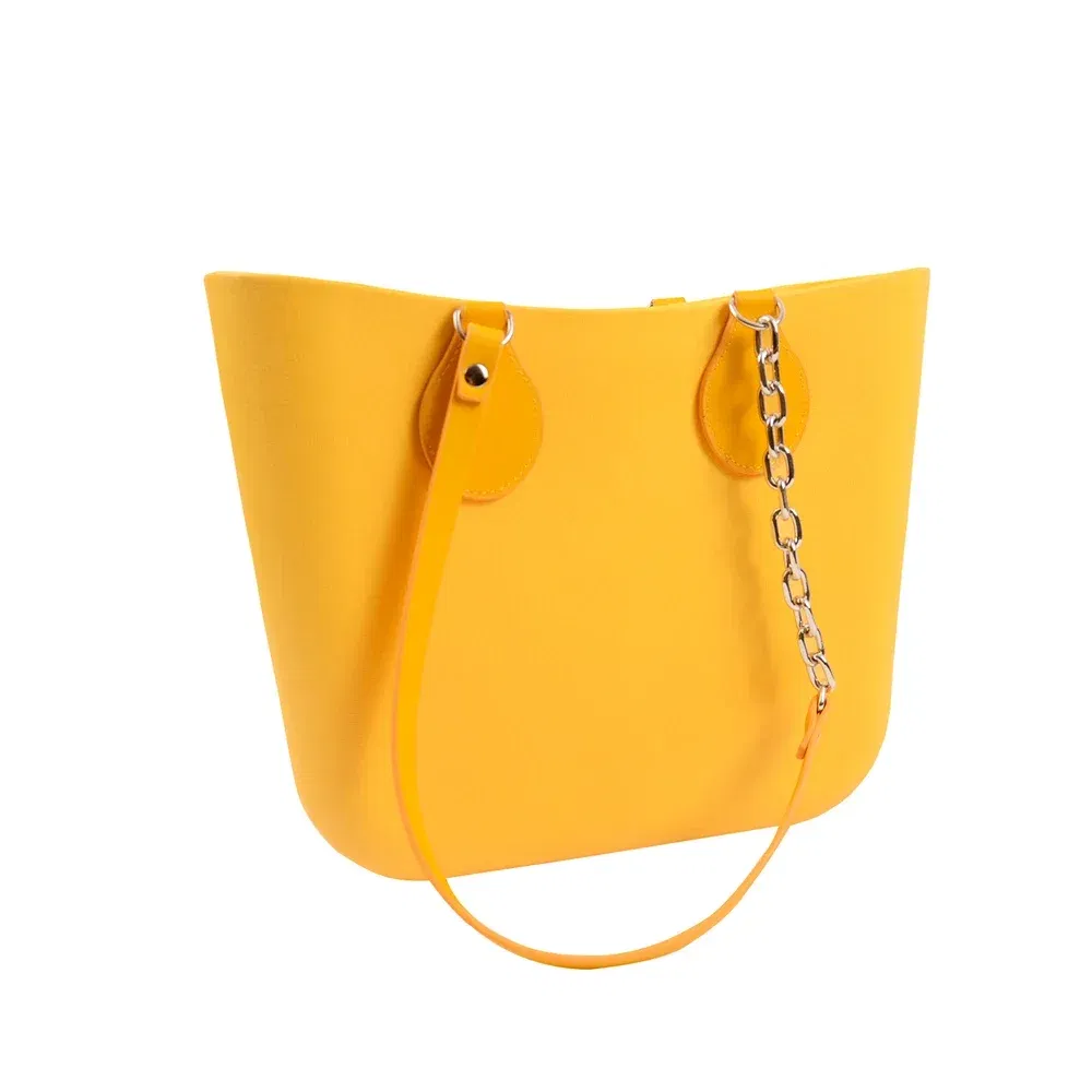 Color: Silver, Ships From: CHINA - Tanqu New Arrival Long Edge Painting Handles Faux Leather Flat PU Belt and Drops with Thicken Shiny Chain for OBag for EVA O Bag