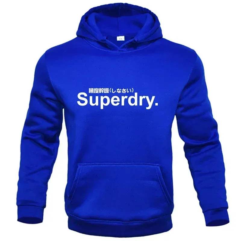 Color: WHITE, Size: XXL - spring autumn superdry printed Men women Hoodies Fleece Warm Mens Sweatshirt Fashion Men Fleece Warm Sweatshirt