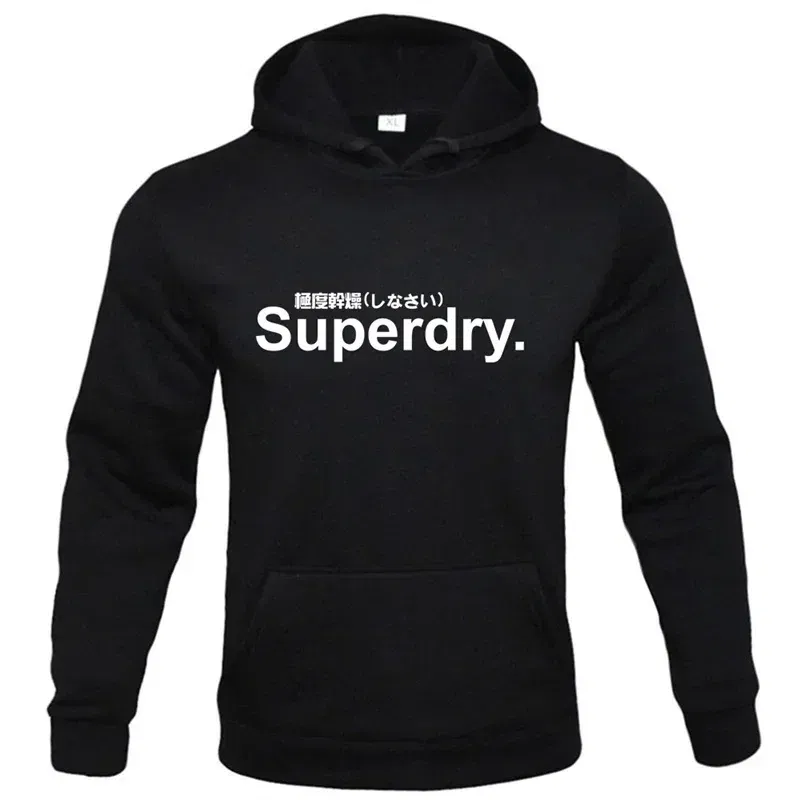Color: WHITE, Size: XXL - spring autumn superdry printed Men women Hoodies Fleece Warm Mens Sweatshirt Fashion Men Fleece Warm Sweatshirt