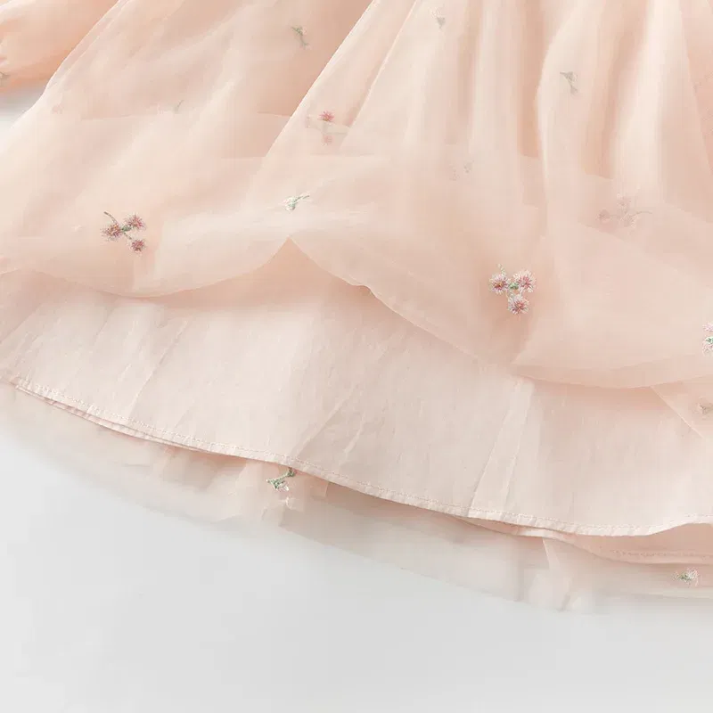 Color: Pink, Kid Size: 12 - Dave Bella 2025 Spring Girl's Dress Elegant Charm Gentle Cute Children's Princess Mesh Dress  Fashion Party Outdoor DB1250547