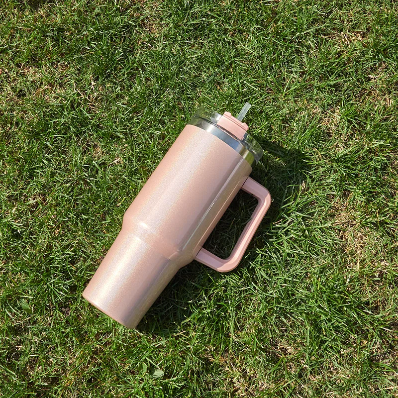 Color: Green, Capacity: >600ML - 40oz Insulated Tumbler With Lid and Straws Stainless Steel Coffee Tumbler with Handle Vacuum Leak Proof Coffee Cup