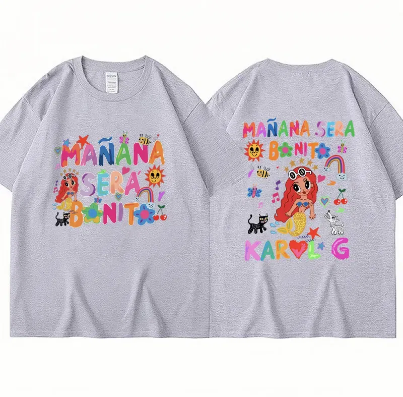 Color: Blue, Size: XL - Limted Karol G Manana Sera Bonito T Shirts Fashion Harajuku Hip Hop T-Shirt Unisex Casual Breathable Cotton Oversized Tee Shirt