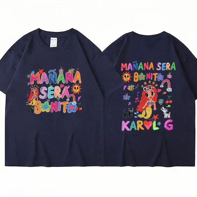 Color: Blue, Size: XL - Limted Karol G Manana Sera Bonito T Shirts Fashion Harajuku Hip Hop T-Shirt Unisex Casual Breathable Cotton Oversized Tee Shirt