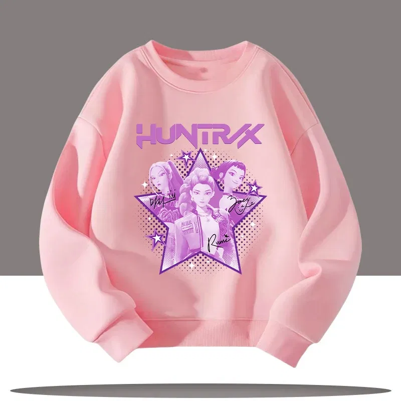 Color: Lavender, Kid Size: 9 - K-pop Demon Hunters New Children's Round-neck Sports Shirt with Cartoon Print - 3-12 Years Old Cute Girl Casual Top