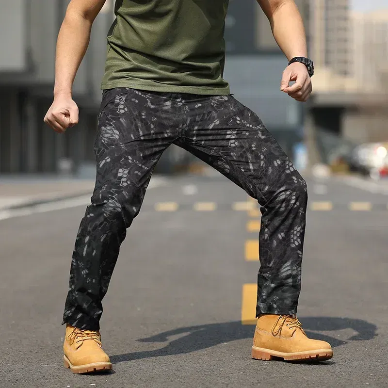 Color: Clear, Size: M - Archon X9 Tactical Pants Slim Fit Waterproof Camouflage Training Pants Spring Autumn Breathable Waterproof Overalls Loose Wear