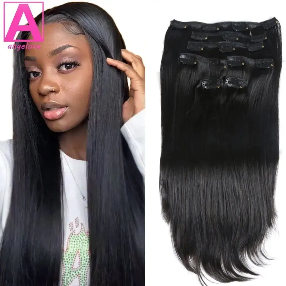 Color: PURPLE, Stretched Length: 10inches, Life Span: 6 Months With Proper Care, Weight Per Package: 120g/Set - Straight Clip In Hair Extension Human Hair 120g/Set Straight Clip In Extension Full Head Brazilian Clip Hair Extension for Women