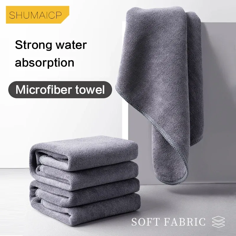 Color: Silver - High-end Microfiber Auto Wash Towel Car Cleaning Drying Cloth Hemming Car Care Cloth Detailing Car Wash Towel