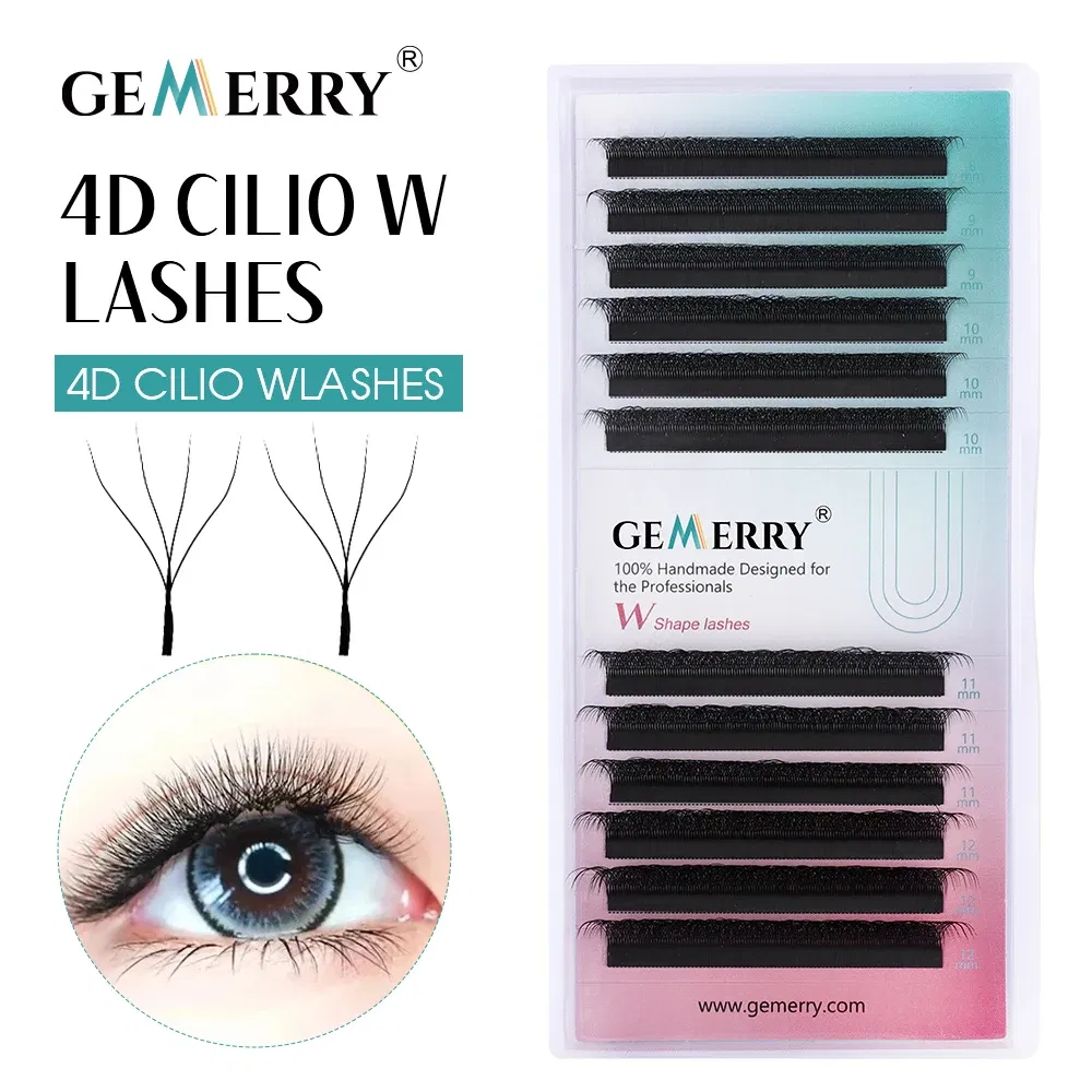 Curl: C, Thickness: 0.07mm, Length: 11mm, Ships From: CHINA - Gemerry Cilios W 4D W-shaped Eyelash Extension Automatic Flowering W Lashes LU/L/C/D Curl High Quality Individual Fake Eyelashes