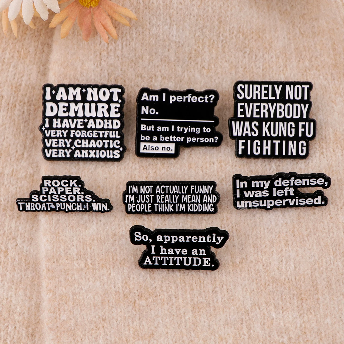 Metal color: Black Zinc Plated - Funny Quotes Enamel Pins Skeleton Women's Brooches Men Lapel Pins Badge on Backpack Costume Accessories Phrase Jewelry Gifts