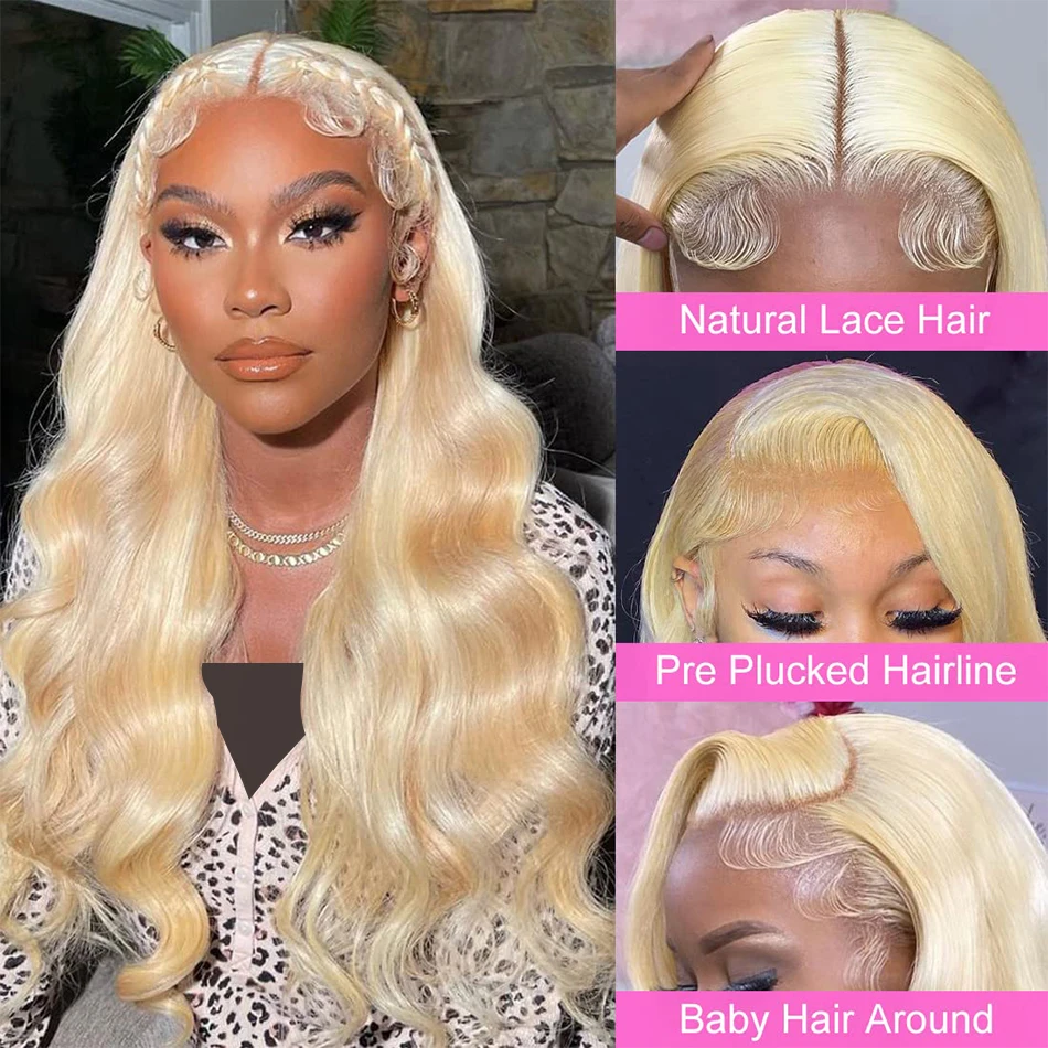Color: WHITE, Stretched Length: 10inches, Density: 210%, Ships From: CHINA - 613 Blonde Lace Front Wig Human Hair Body Wave 13X6 Hd Lace Frontal Wig 13X4 Lace Front Human Hair Wig Hd Lace Wig For Women