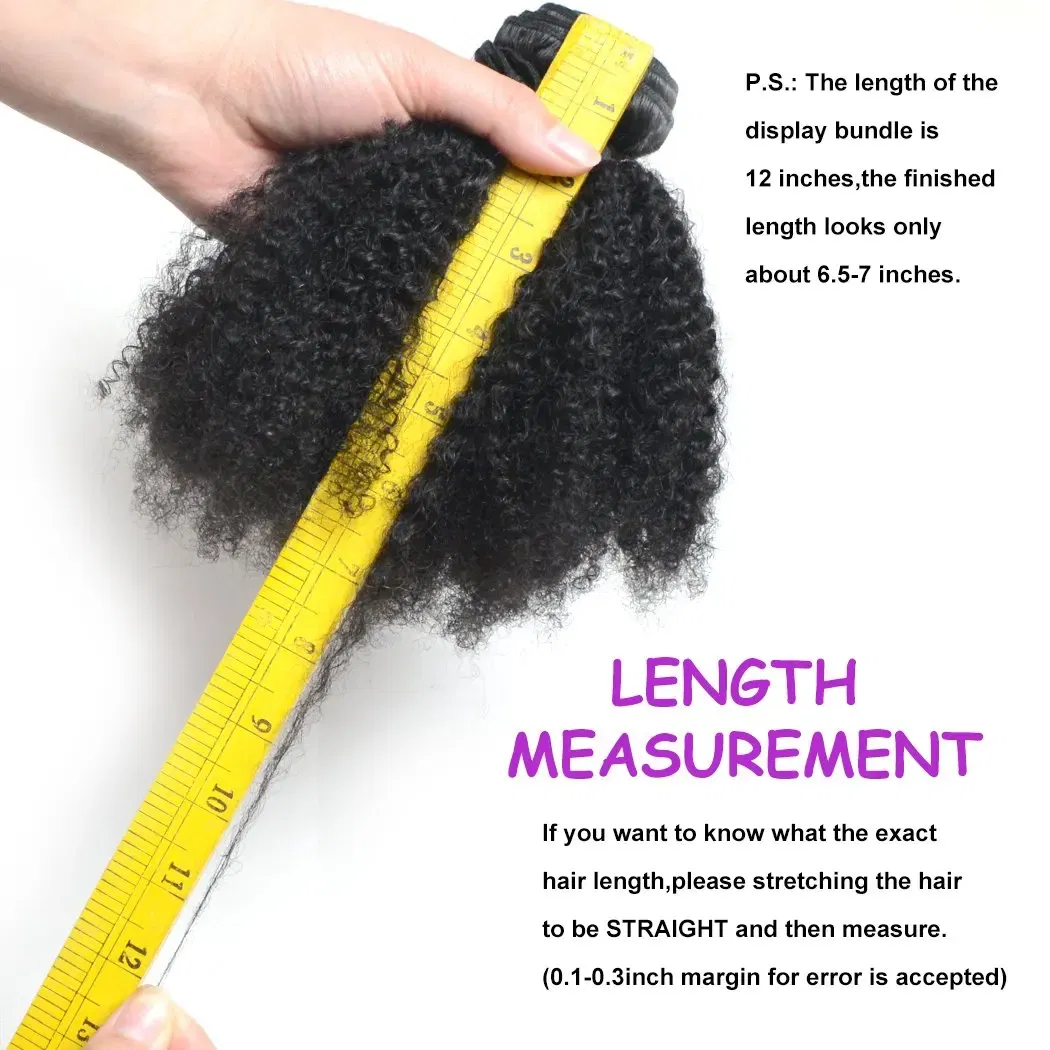 Color: Natural Color, Stretched Length: 16inches - Brazilian Afro Kinky Curly Human Hair Bundles 4b 4c Afro kinky Bulk Human Hair Weave Bundle Deal Hair Extensions Wholesale