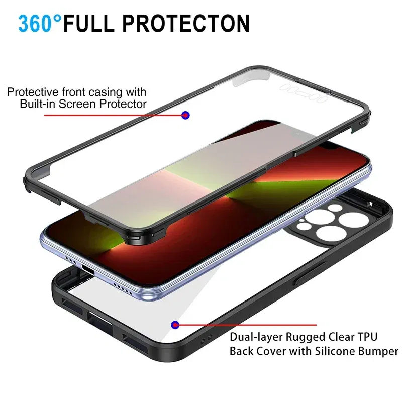 Color: Blue, Compatible-Phone Models: For iPhone 14 Pro, Ships From: CN - Clear 360 Full Wrap Phone Case For iPhone 17 Pro Max 16 15 14 13 12 11 SE2/SE3 Xr Xs 8 Plus Film With Lens Protection Back Cover