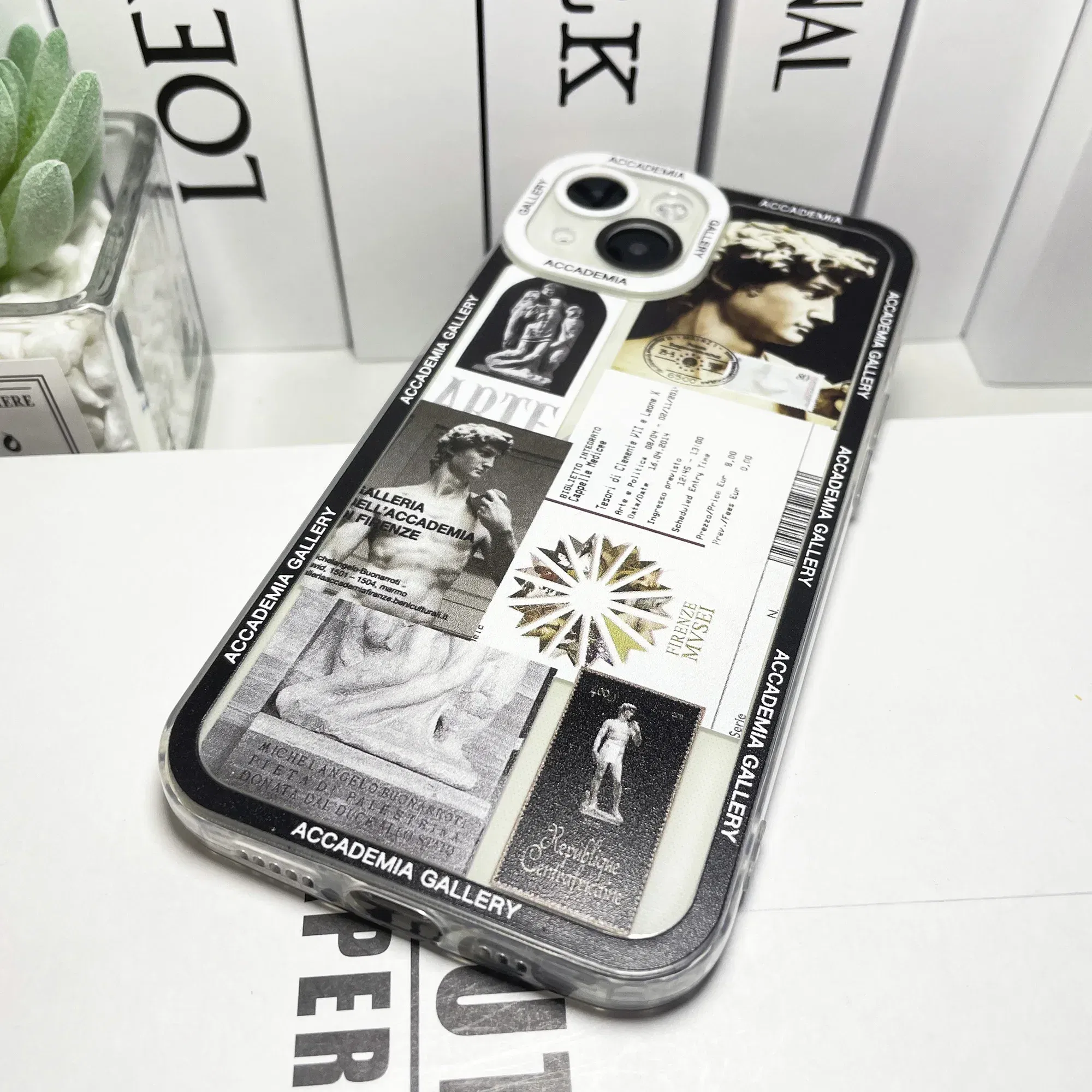 Color: Blue, Material: PP - Van Gogh David Museum Tickets Stickers Collage Art Phone Case For iPhone 14 13 12 11 Pro Max Mini XS X XR SE 7 8 Plus Soft Cover