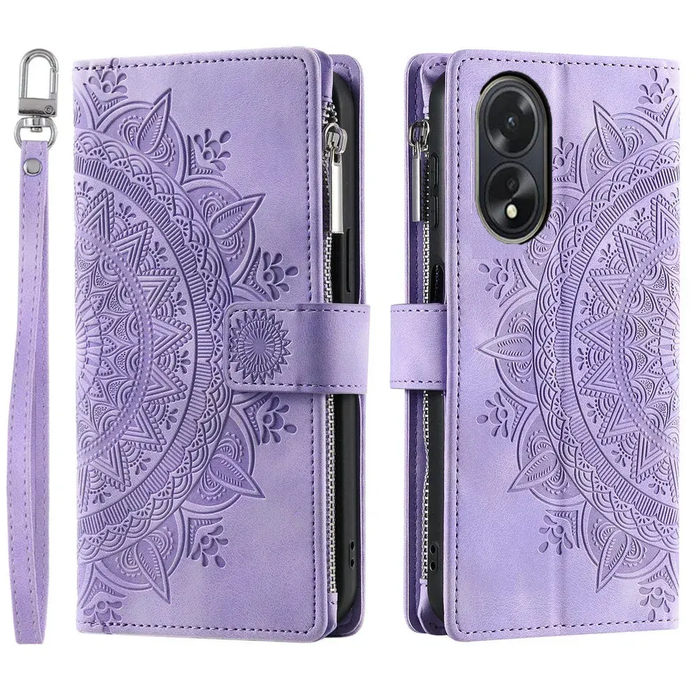 Color: Red, Material: Microfiber - For OPPO A38 A58 A57 A 78 38 4G 5G Book Case Crossbody Lanyard Zipper Wallet Funda OPPO A78 Case Phone A98 A 58 98 A18 A77 S A17