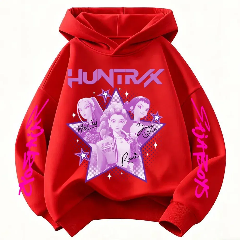 Color: Blue, Kid Size: 5 - KPop Demon Hunter Huntrix Children's Sweatshirt Autumn New Boys Girls Fashion Street Pullover Children's Clothing