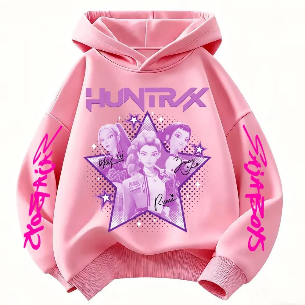 Color: Blue, Kid Size: 5 - KPop Demon Hunter Huntrix Children's Sweatshirt Autumn New Boys Girls Fashion Street Pullover Children's Clothing