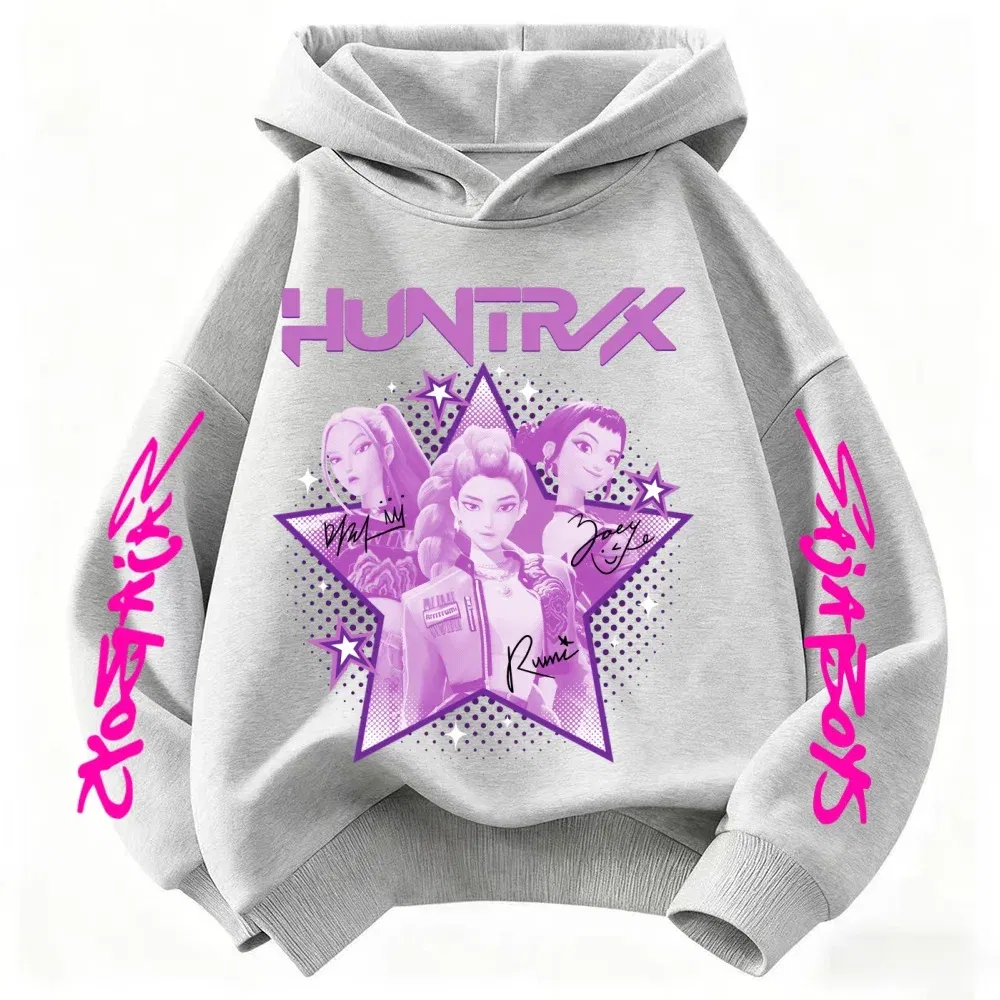 Color: Blue, Kid Size: 5 - KPop Demon Hunter Huntrix Children's Sweatshirt Autumn New Boys Girls Fashion Street Pullover Children's Clothing