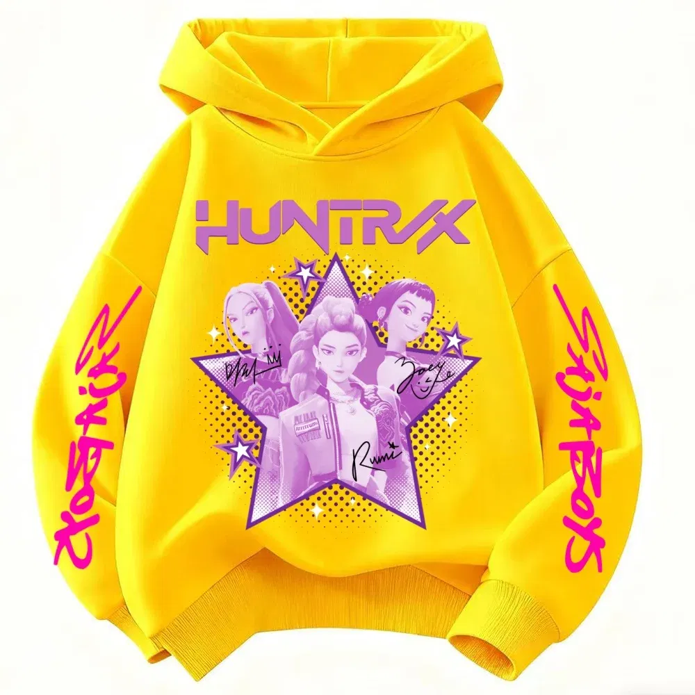 Color: Blue, Kid Size: 5 - KPop Demon Hunter Huntrix Children's Sweatshirt Autumn New Boys Girls Fashion Street Pullover Children's Clothing