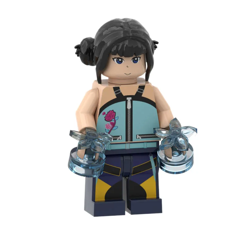 Color: GRAY - KPOP Demon Hunters Cartoon Doll Building Blocks Kawaii Mini Action Figure Head Assembly Toys Children's Educational Toys Gift