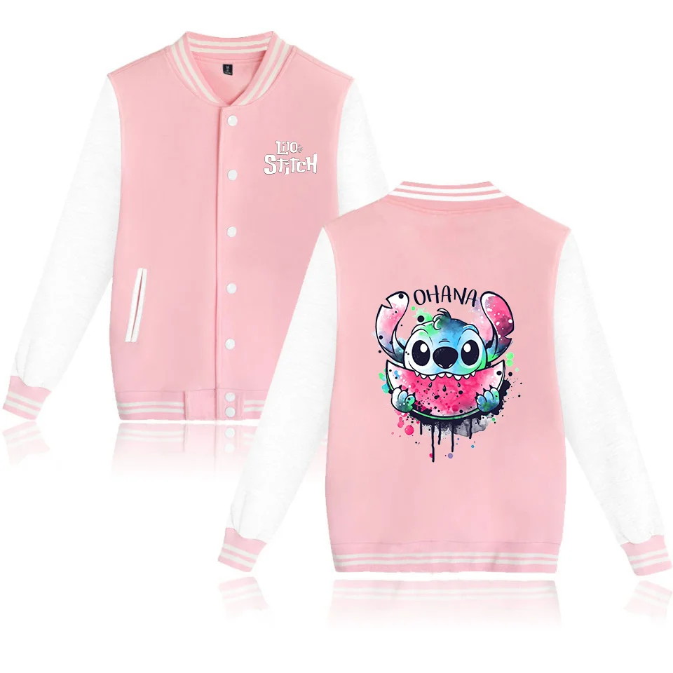 Color: PURPLE, Size: 8XL - Lilo Stitch Baseball Jacket Men Women Hip Hop Harajuku Jackets Streetwear Kids Boys Girls Loose College Coats
