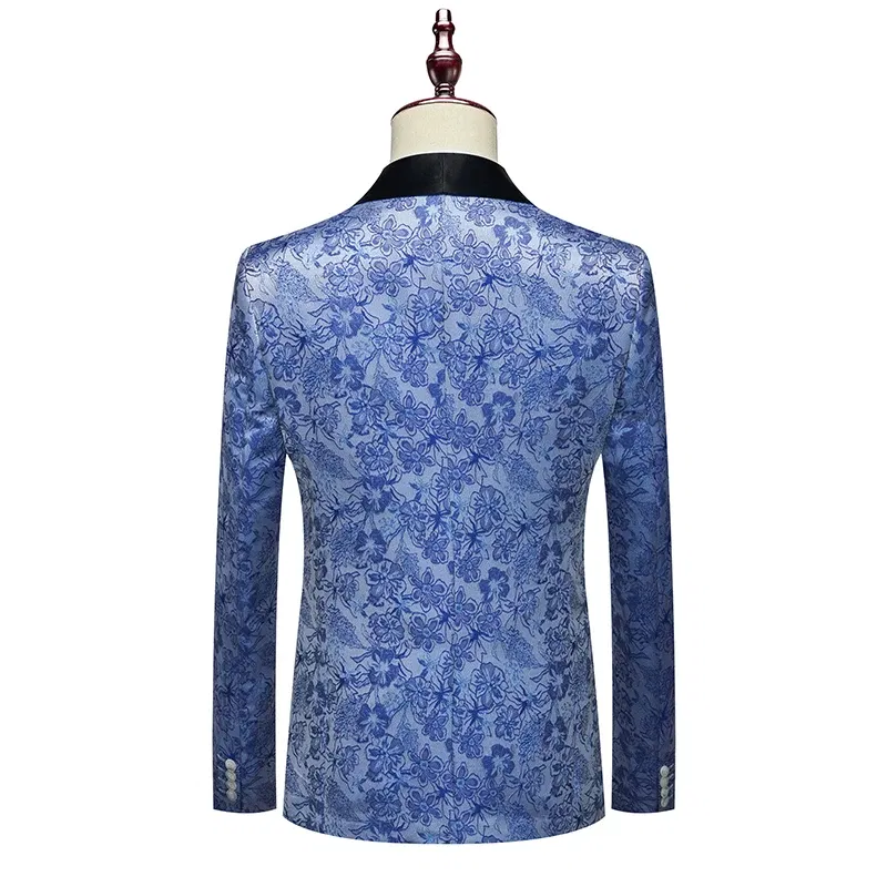 Color: Blue, Size: 4XL - Men's  Evening Dress Bridegroom Suit British Wedding Business Casual Fashion Three-piece Set with Vest And Trousers Sizes M-6XL