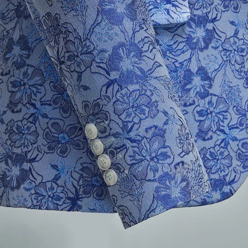 Color: Blue, Size: 4XL - Men's  Evening Dress Bridegroom Suit British Wedding Business Casual Fashion Three-piece Set with Vest And Trousers Sizes M-6XL