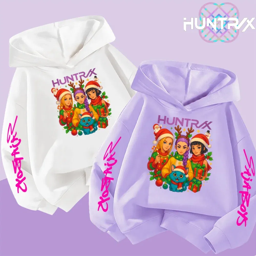 Color: Blue, Kid Size: 4T - KPop Demon Hunters Christmas Hoodie Girls Fashion Casual Sweatshirt Movie Kids K-Pop Demon Hunters Hooded Tops