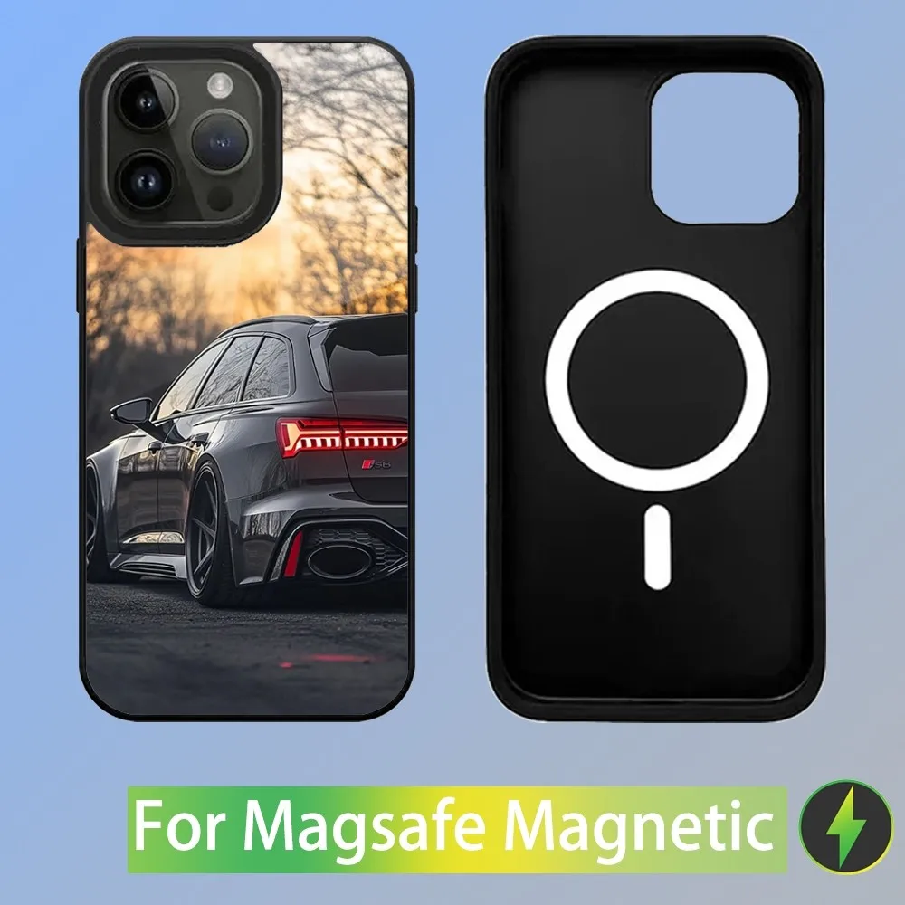 Color: GRAY, Material: Neoprene - R-S 6 7 sport car Phone Case For iPhone 16,15,14,13,12,11,Plus,Pro,Max Mini A-AudiS-S Magsafe Magnetic Wireless Charging