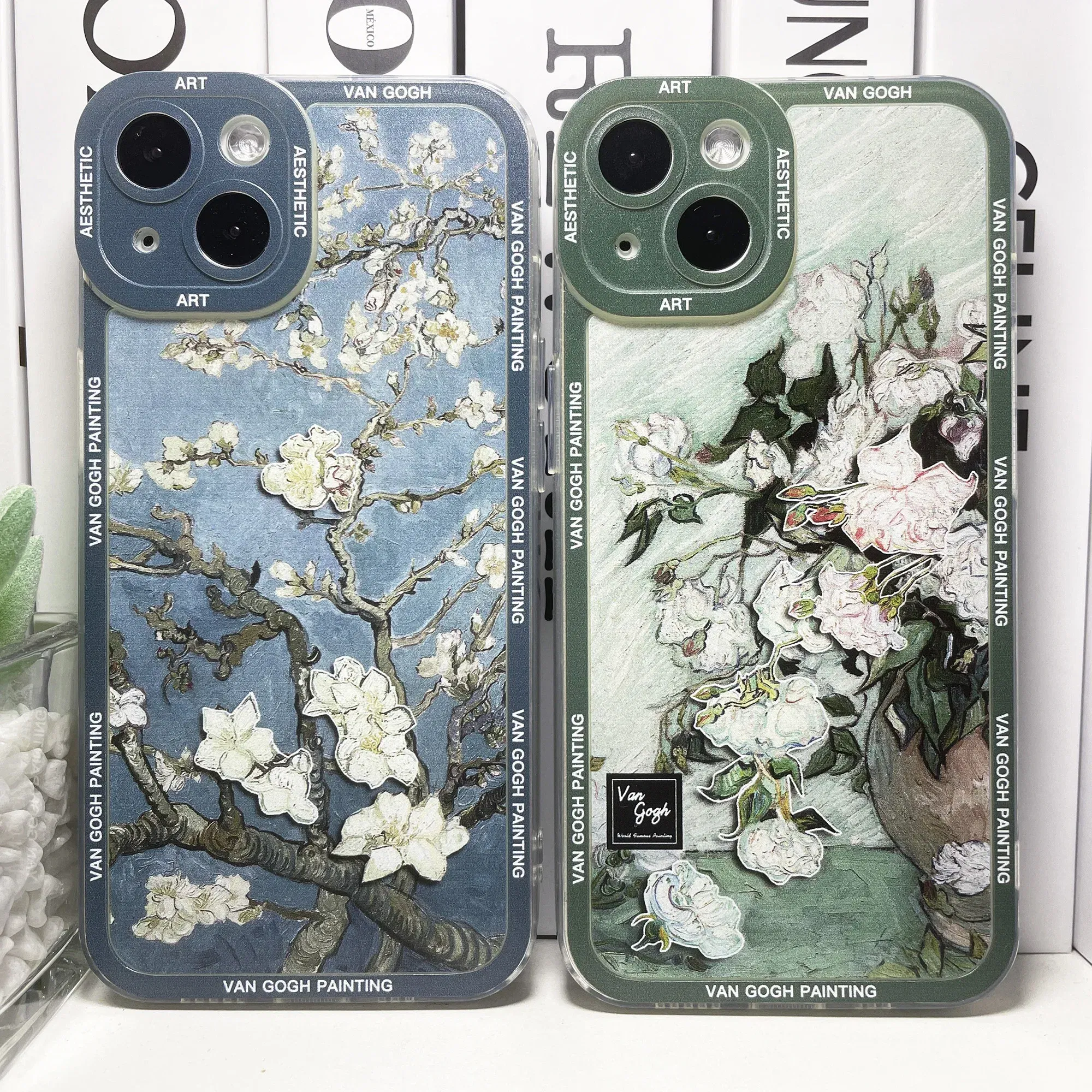 Color: Brown, Material: Artificial Leather - Van Gogh Art Aesthetic Phone Case For iPhone 16 15 14 13 12 11 Pro Max Mini XS X XR SE 8 7 Plus Sunflowers The Starry Night