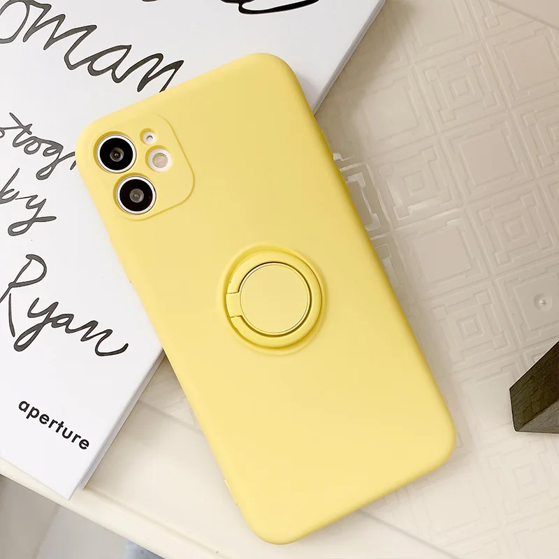 Color: Beige, Compatible-Phone Models: For iPhone 16 Pro, Ships From: CN - With Ring Holder Shockproof Case For IPhone 16 15 14 13 12 11 Pro Max Silicone TPU Soft Back Cover