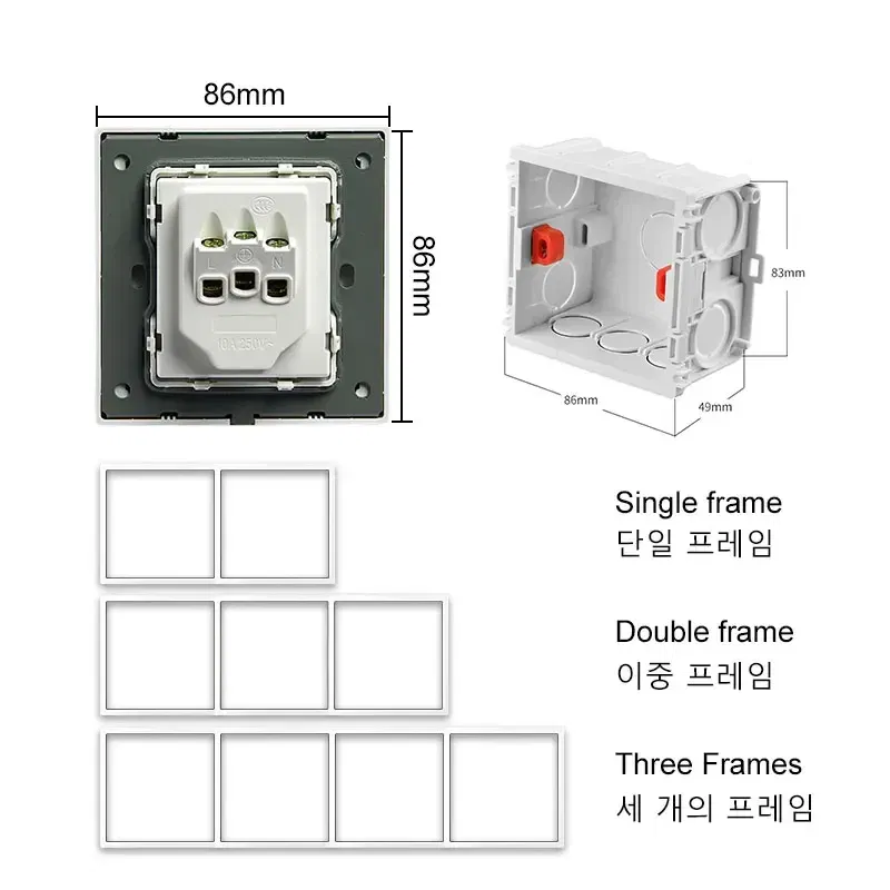 Color: Brown - YINKA Plastic Panel Korean Standard Switch Frame Wall Switch Wall Socket TV Satellite 220V 1234GANG DIY Plastic Frame Part White