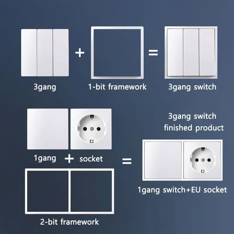 Color: Brown - YINKA Plastic Panel Korean Standard Switch Frame Wall Switch Wall Socket TV Satellite 220V 1234GANG DIY Plastic Frame Part White