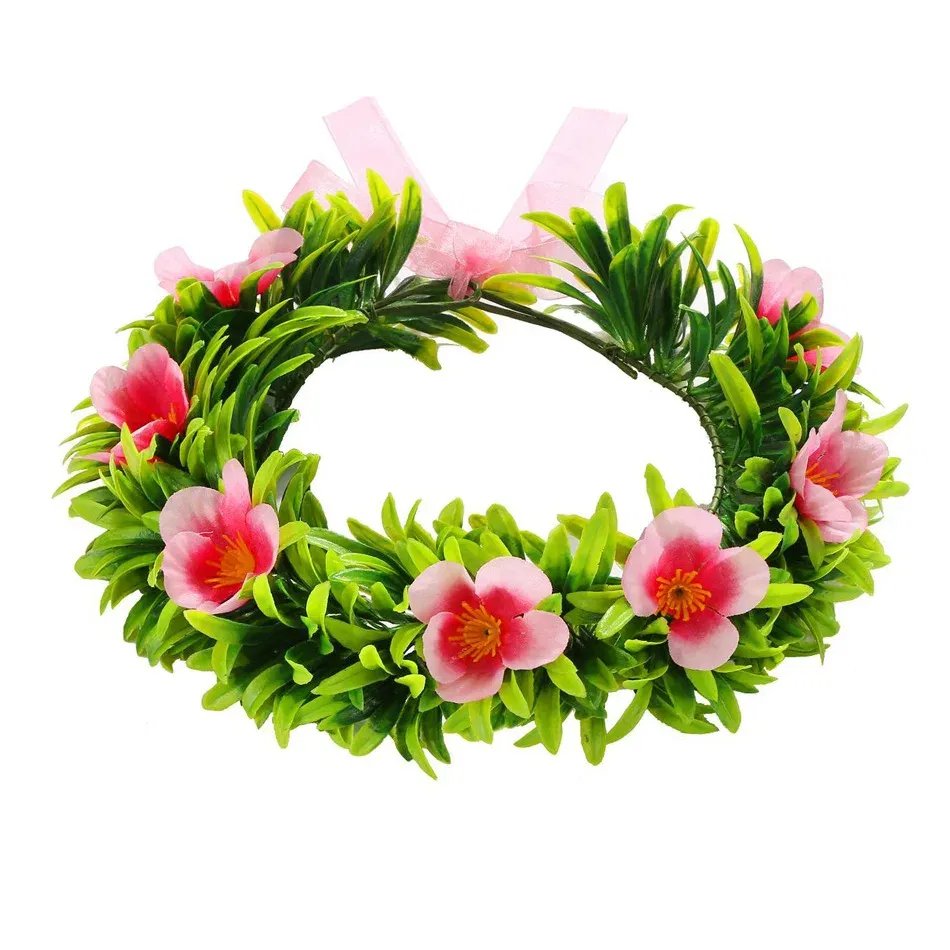 Color: Pink - Lovely Disney Moana 2 Dancing Flower Garland Headdress Kids Adult Hawaii Beach Floral Headgear Princess Vaina Cosplay Accessory