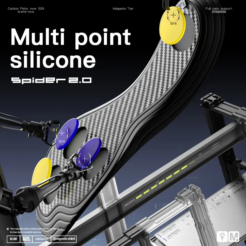 Color: Gold, Shoe Size: 0 - Maigaole Yellow Spider Full-Length Carbon Plate Insole Four-Point Gel Basketball Sports Front and Bounce Assist