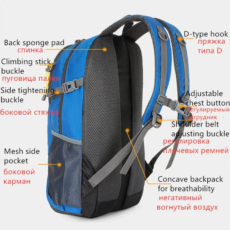 Color: Dark Grey - 2024 New Outdoor Backpack Hiking Sports Mountaineering Bag Riding Backpack 40L Waterproof Backpack Leisure Travel Bag