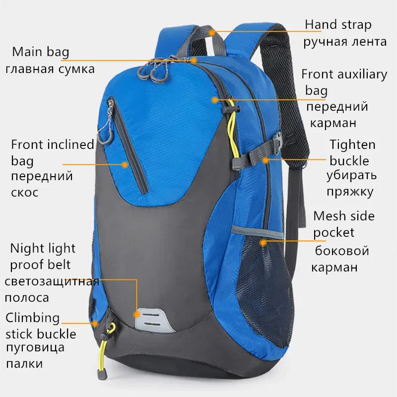 Color: Dark Grey - 2024 New Outdoor Backpack Hiking Sports Mountaineering Bag Riding Backpack 40L Waterproof Backpack Leisure Travel Bag