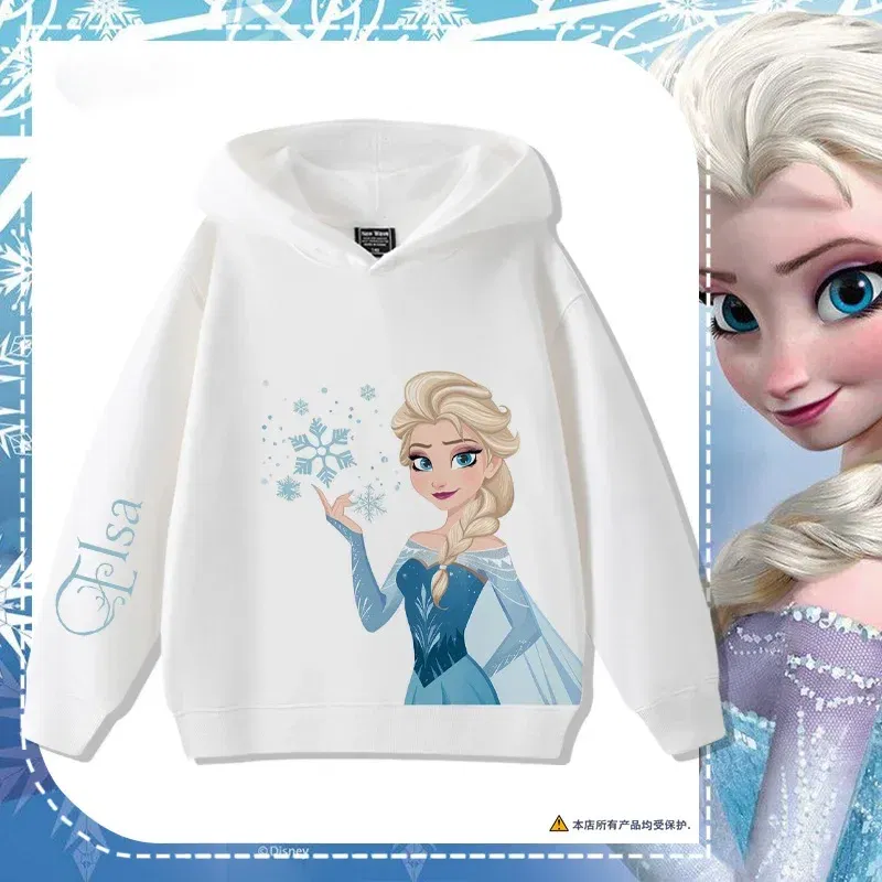 Color: Ivory, Kid Size: 3T - Queen Elsa Surrounding Girls Autumn and Winter Hooded Sweatshirt Children Girl Children's Tops Cute Long-sleeved Coat