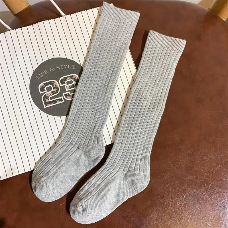 Color: Gold, Size: 4-6T - Baby Long Socks Over The Knee Little Girls Solid Cotton Socks Spring Autumn Long Crew Socks