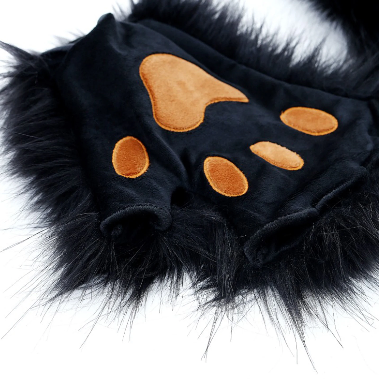 Color: Lavender, Gloves Size: One Size - Wolf Paw Gloves Faux Fur Cat Fingerless Mittens Winter Warm Cosplay Halloween Fancy Party Costume Accessories