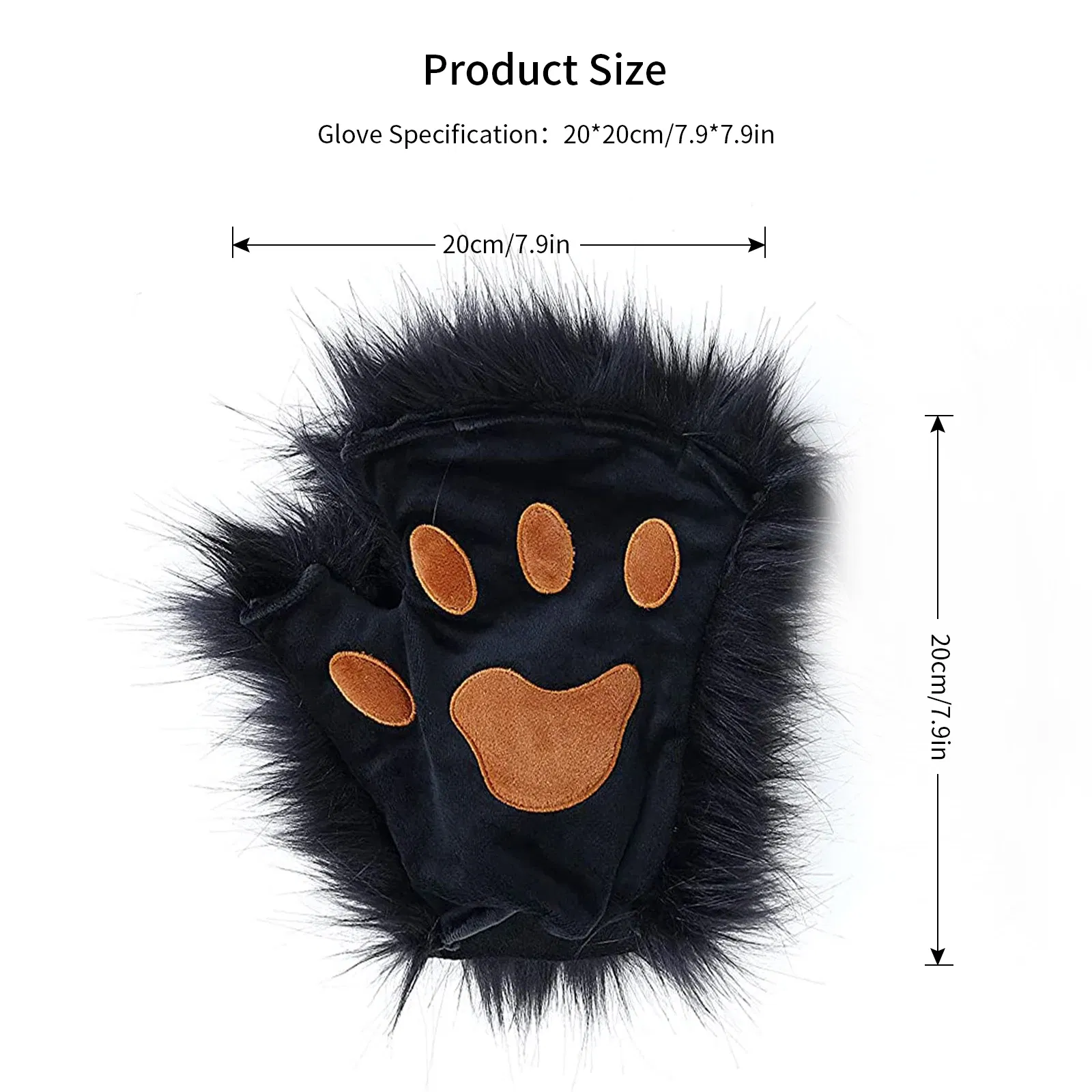 Color: Lavender, Gloves Size: One Size - Wolf Paw Gloves Faux Fur Cat Fingerless Mittens Winter Warm Cosplay Halloween Fancy Party Costume Accessories