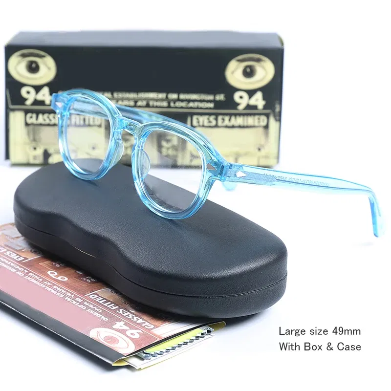 Frame Color: Brown, Prescription Type: Single Version, Lens Index: 1.74, Lens Function: Anti Blue Ray - Customized Prescription Glasses Men Frame Johnny Depp Lemtosh Photochromic Anti-Blue Light Myopia Hyperopia Round Eyeglasses