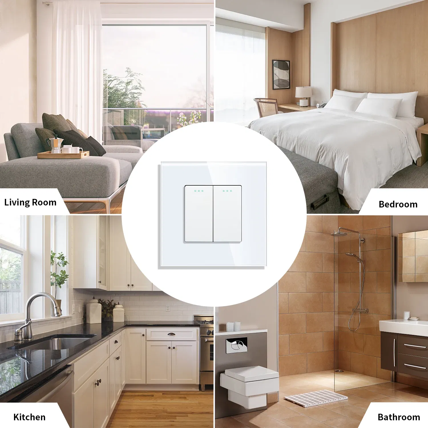 Color: Blue, Size: 4XL, Ships From: CHINA - Bingoelec Push Button Switch 1/2/3 Gang 1 Way 2 Way 3 Way EU Standard Home light Switch Crystal Glass Panel Wall switch