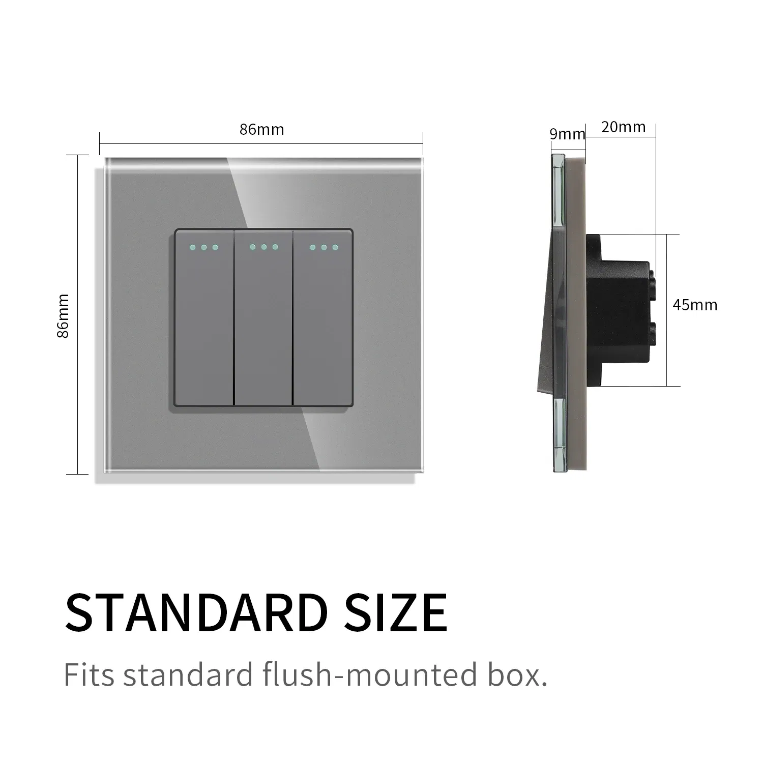 Color: Blue, Size: 4XL, Ships From: CHINA - Bingoelec Push Button Switch 1/2/3 Gang 1 Way 2 Way 3 Way EU Standard Home light Switch Crystal Glass Panel Wall switch