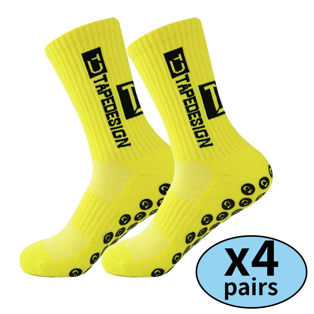 Color: PURPLE - 4 pairs of new non slip football socks, basketball socks, yoga socks, sports socks, outdoor sports socks