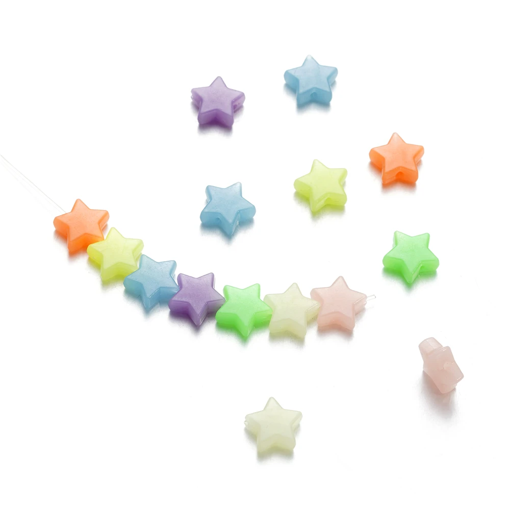 Color: Brown, Item Diameter: 2mm - 50Pcs Luminous Star Beads Heart Shape Acrylic Beads Loose Spacer Beads for Jewelry Making DIY Bracelet Necklace Accessories