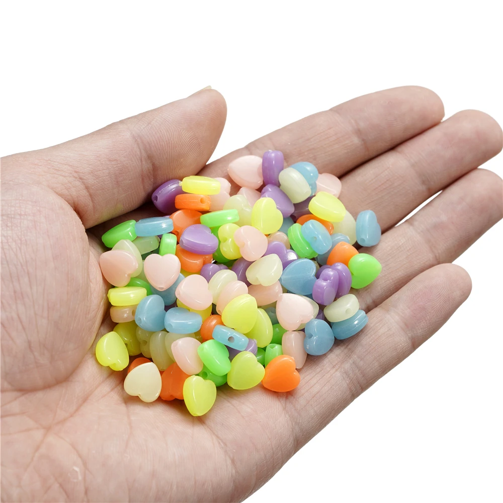 Color: Brown, Item Diameter: 2mm - 50Pcs Luminous Star Beads Heart Shape Acrylic Beads Loose Spacer Beads for Jewelry Making DIY Bracelet Necklace Accessories