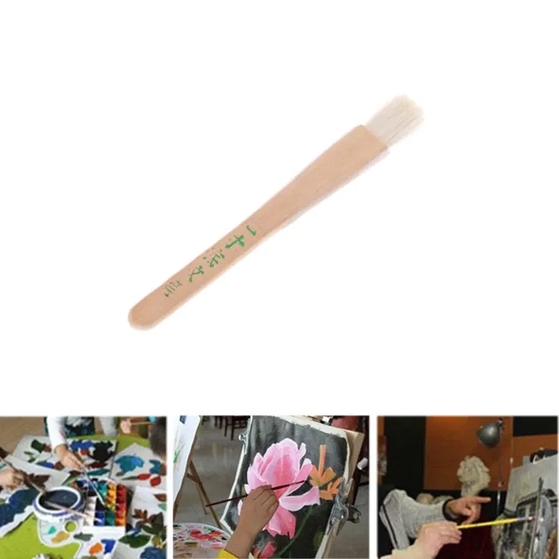 Color: Light Grey - Goat Hair Paint Brush Ceramic Pottery Painting with Handle Drawing Brush for Teacher Students Painting Course Teaching