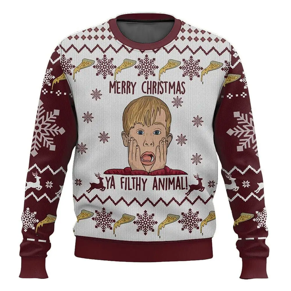 Color: Beige, Size: XS - New Style Sweatshirt For Spending Christmas Alone At Home Ugly Christmas Pullover 2026 Fashionable Casual Couple Sweatshirts