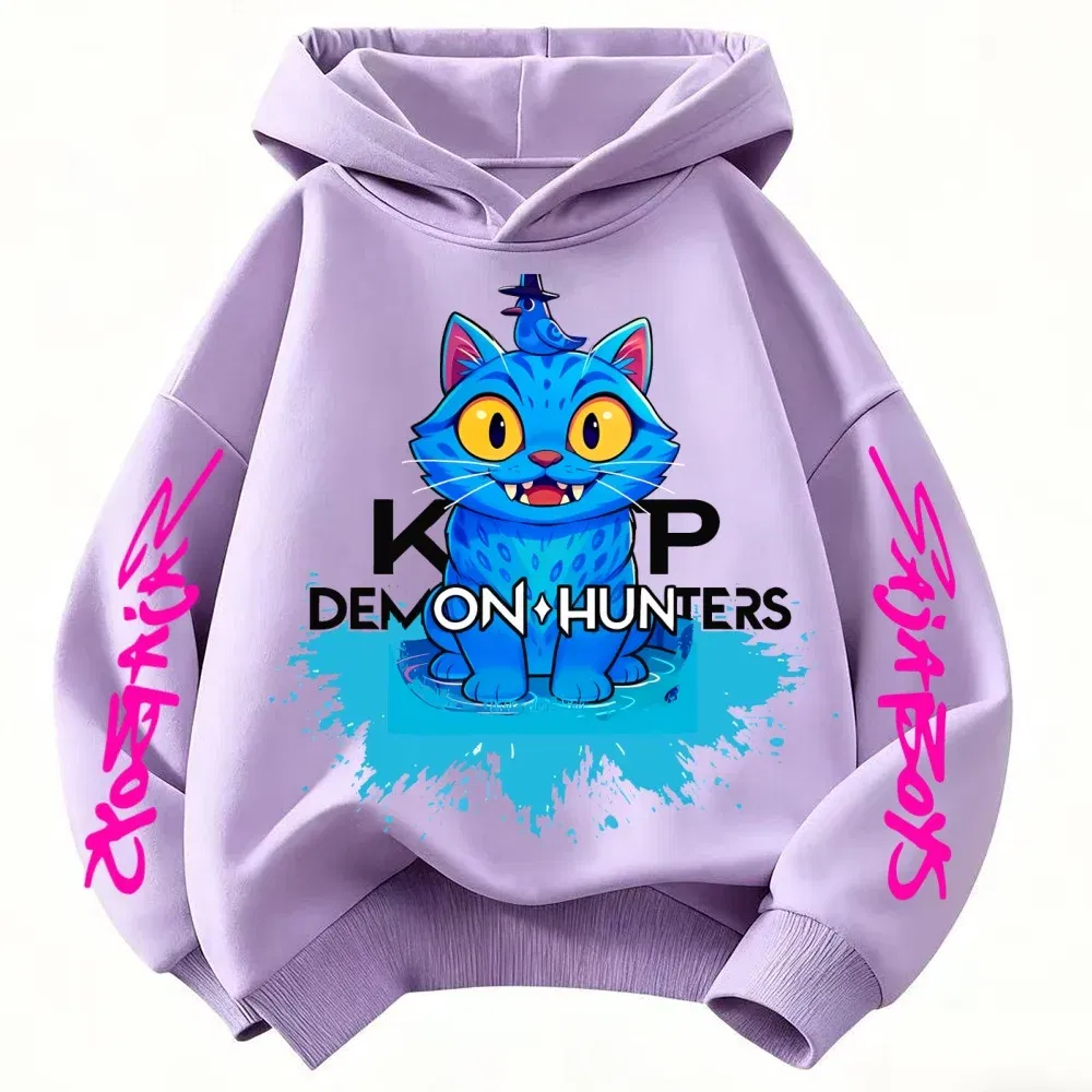 Color: Yellow, Kid Size: 3T - 2025 New Saja Boys Derpy KPop Demon Hunter Cartoon Boy Hooded Sweatshirt Warm Wave Fashion Casual Tops Casual Black Clothing